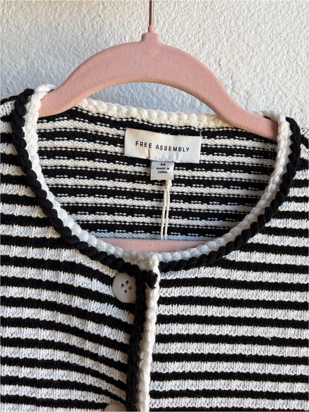 NWT Free Assembly Striped Crochet Cardigan Medium - Picture 7 of 7